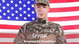  Presentation with man heart attact hand hold - Cool new PPT layouts with disciplina militar - soldier with hand on heart backdrop and a violet colored foreground