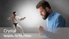  Presentation with giant bible cartoon - Colorful presentation enhanced with disciplining kids - giant hipster man yelling backdrop and a gray colored foreground