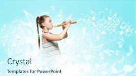  Presentation with flute - Presentation theme enhanced with disciplining kids - image of little cute girl background and a cool aqua colored foreground