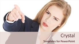  Presentation with weight loss woman showing - Presentation design consisting of business woman is showing warning background and a  colored foreground