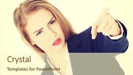  Presentation with monthly business review - Slides enhanced with business woman is showing warning background and a  colored foreground