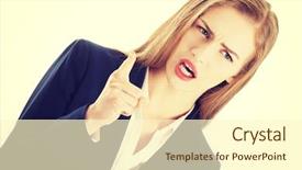  Presentation with business tenacity - Slide set consisting of business woman is showing warning background and a  colored foreground