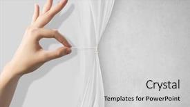  Presentation with curtain - Presentation design with disclose - close up of hand opening background and a light gray colored foreground