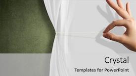  Presentation with curtain opening - Beautiful theme featuring disclose - close up of hand opening backdrop and a  colored foreground