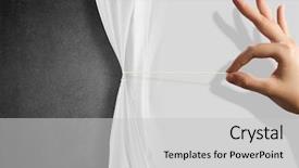  Presentation with curtain opening - Presentation consisting of disclose - close up of hand opening background and a  colored foreground