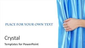  Presentation with curtain opening - Cool new presentation design with disclose - hand opening curtain isolated backdrop and a  colored foreground