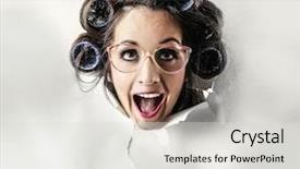  Presentation with crazy - Slides featuring disclose - happy crazy woman popping background and a light gray colored foreground