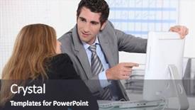  Presentation with computer - Beautiful slide deck featuring disclose - man showing woman computer screen backdrop and a  colored foreground