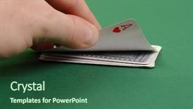  Presentation with hearts - Colorful PPT theme enhanced with disclosures - gambler hand revealing ace backdrop and a ocean colored foreground