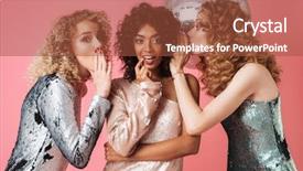  Presentation with pink disco ball - PPT theme featuring disco ball and whispering secret background and a red colored foreground