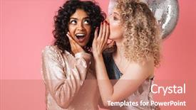  Presentation with pink disco ball - Slide set featuring disco ball and whispering secret background and a coral colored foreground