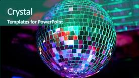  Presentation with disco ball - Beautiful presentation theme featuring disco ball light reflection background backdrop and a ocean colored foreground