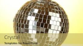  Presentation with disco - Theme featuring disco ball on yellow background background and a yellow colored foreground