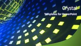  Presentation with 80s disco - Amazing PPT theme having disco ball with multicolor illumination backdrop and a navy blue colored foreground