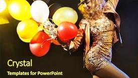  Presentation with disco - PPT theme having disco lights - dancing woman background and a wine colored foreground