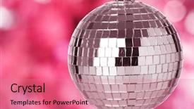  Presentation with disco - Theme having disco mirror ball background and a coral colored foreground