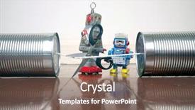  Presentation with robots - Colorful theme enhanced with disconnect - concept phone line being cut backdrop and a violet colored foreground