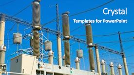  Presentation with substation - Presentation theme featuring disconnecting switch on high-voltage substation background and a teal colored foreground