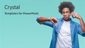  Presentation with afro - PPT theme consisting of discontent - afro american man talking background and a arctic colored foreground