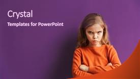  Presentation with upset - Cool new PPT layouts with discontent - cute upset little girl standing backdrop and a violet colored foreground
