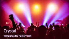  Presentation with green stage lights - Beautiful PPT layouts featuring discotheque - silhouettes of concert crowd backdrop and a wine colored foreground