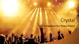  Presentation with stage lights - Colorful slide deck enhanced with discotheque - silhouettes of concert crowd backdrop and a yellow colored foreground