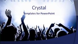  Presentation with stage lights - PPT theme with discotheque - silhouettes of concert crowd background and a sky blue colored foreground