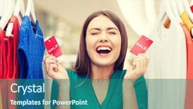  Presentation with people mall - Presentation theme featuring discount - clothing fashion sale and people background and a ocean colored foreground