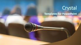  Presentation with versailles conference - Presentation theme consisting of discourse - black microphone in conference room background and a  colored foreground