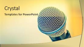  Presentation with radio station air vintage microphone - Audience pleasing slide set consisting of discourse - black microphone in conference room backdrop and a  colored foreground