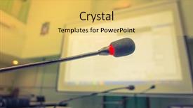  Presentation with radio station air vintage microphone - Audience pleasing slide set consisting of discourse - black microphone in conference room backdrop and a  colored foreground