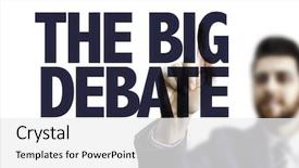 Presentation with debate - Cool new PPT layouts with discourse - business man pointing the text backdrop and a white colored foreground