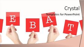  Presentation with debate - Colorful slide deck enhanced with discourse - debate written on cards held backdrop and a sky blue colored foreground