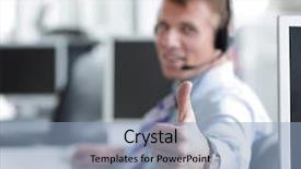  Presentation with headphones - Theme featuring discourse - happy male in headphones gesturing background and a  colored foreground