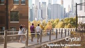  Presentation with manhattan - Amazing PPT layouts having discover america - group of friends walking backdrop and a  colored foreground