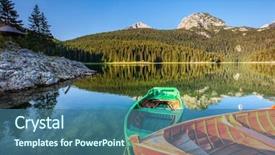  Presentation with nature village - PPT theme with discover the beauty of earth background and a ocean colored foreground