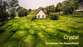  Presentation with nature village - Beautiful theme featuring discover the beauty of earth backdrop and a tawny brown colored foreground