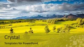  Presentation with golf course - Cool new theme with discover the beauty of earth backdrop and a gold colored foreground