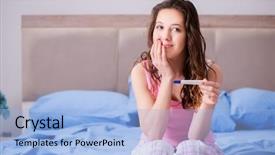 Presentation with pregnancy - PPT layouts consisting of discovering her positive pregnancy test background and a light blue colored foreground