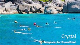  Presentation with tourists - Cool new presentation with discovering plenty of fish backdrop and a teal colored foreground