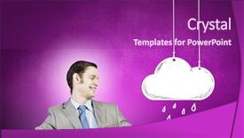  Presentation with rubber duck - Slide set having discrepancy - funny businessman with yellow rubber background and a violet colored foreground