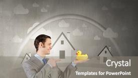  Presentation with rubber duck - Audience pleasing PPT theme consisting of discrepancy - funny businessman with yellow rubber backdrop and a  colored foreground