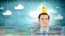  Presentation with rubber duck - Audience pleasing presentation theme consisting of discrepancy - funny businessman with yellow rubber backdrop and a light blue colored foreground