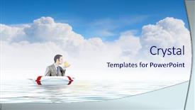  Presentation with rubber duck - Presentation featuring discrepancy - funny businessman with yellow rubber background and a sky blue colored foreground