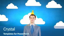  Presentation with rubber duck - Presentation design with discrepancy - funny businessman with yellow rubber background and a  colored foreground