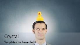  Presentation with rubber duck - PPT layouts having discrepancy - funny businessman with yellow rubber background and a  colored foreground