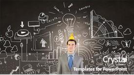  Presentation with rubber duck - PPT theme consisting of discrepancy - funny businessman with yellow rubber background and a  colored foreground