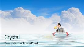  Presentation with rubber duck - Presentation design enhanced with discrepancy - funny businessman with yellow rubber background and a sky blue colored foreground