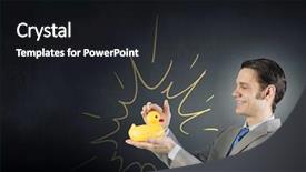  Presentation with rubber duck - Cool new PPT theme with discrepancy - funny businessman with yellow rubber backdrop and a  colored foreground