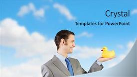  Presentation with rubber duck - Audience pleasing PPT theme consisting of discrepancy - funny businessman with yellow rubber backdrop and a  colored foreground